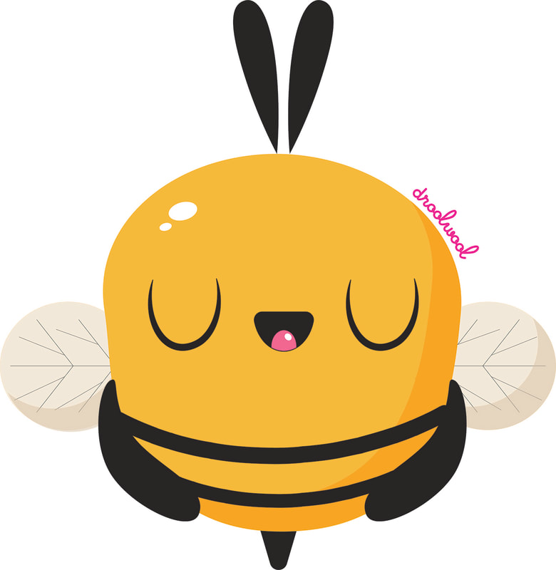 cute bee vector illustration , bee vector, droolwool, kawaii bee illustration